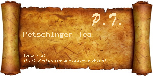 Petschinger Tea névjegykártya
